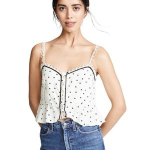 Free People Cream Tank with Hearts Valentines Day